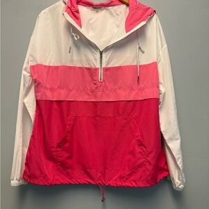 MAINSTRIP Pullover windbreaker 1/4 Zip Pink And White Stripe Medium